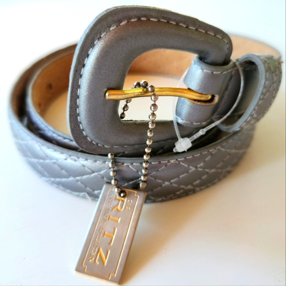 Ritz Silver Belt Sz M Italian Leather